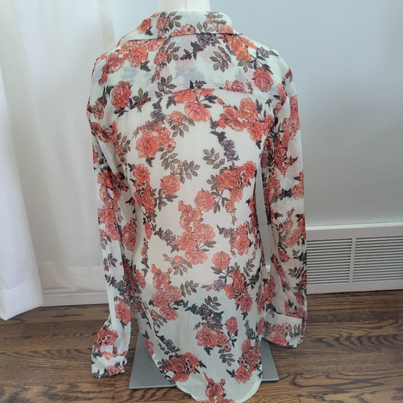 Target A New Day Green & Orange Fall Floral Blouse sz XS - Picture 2 of 3